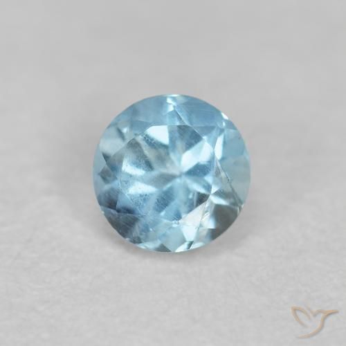 0.20 ct Blue Aquamarine Stone, Natural Aquamarine in Round Facet Shape for Sale