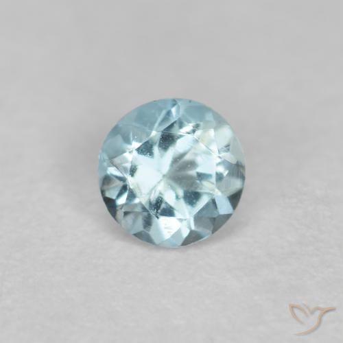 0.20 ct Blue Aquamarine Stone, Natural Aquamarine in Round Facet Shape for Sale