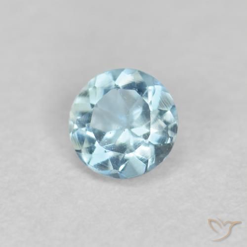 0.19 ct Blue Aquamarine Stone, Natural Aquamarine in Round Facet Shape for Sale