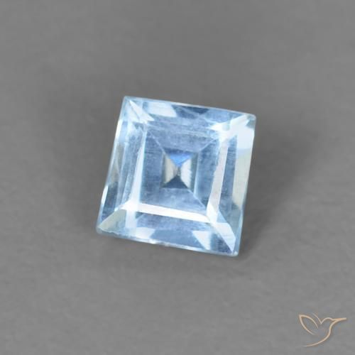 0.17 ct Blue Aquamarine Stone, Natural Aquamarine in Square Facet Shape for Sale