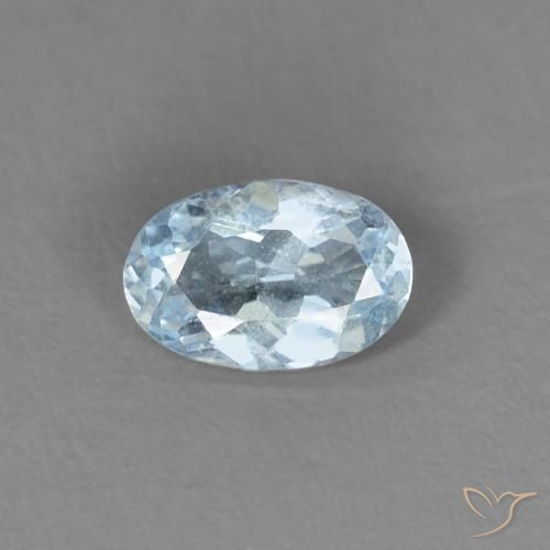 0.30 ct Blue Aquamarine Stone, Natural Aquamarine in Oval Facet Shape for Sale