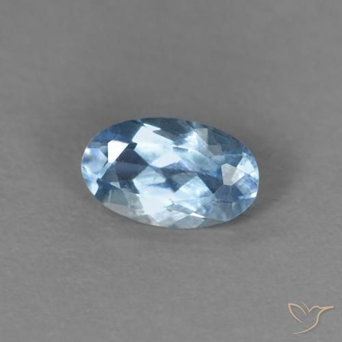 0.24 ct Blue Aquamarine Stone, Natural Aquamarine in Oval Facet Shape for Sale