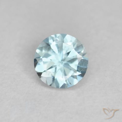 0.24 ct Blue Aquamarine Stone, Natural Aquamarine in Round Facet Shape for Sale