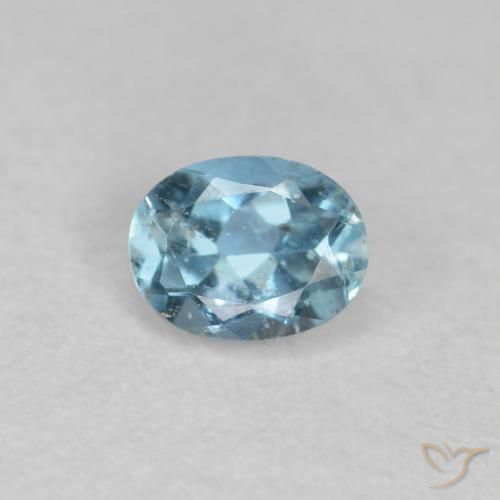 0.18 ct Blue Aquamarine Stone, Natural Aquamarine in Oval Facet Shape for Sale