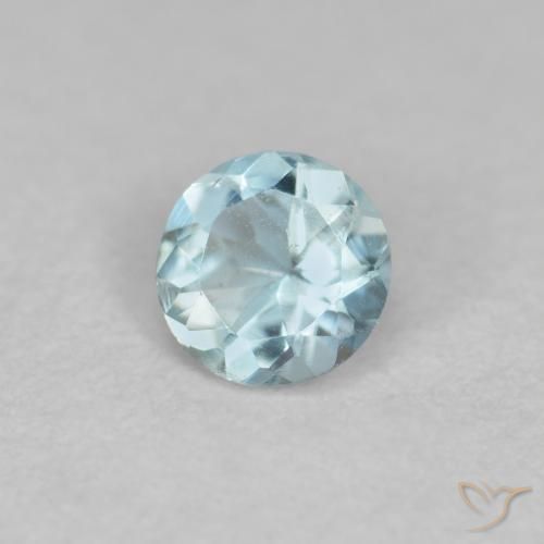 0.24 ct Blue Aquamarine Stone, Natural Aquamarine in Round Facet Shape for Sale