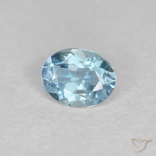 0.14 ct Blue Aquamarine Stone, Natural Aquamarine in Oval Facet Shape for Sale