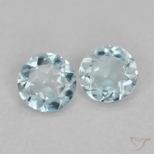 0.17 ctw Blue Aquamarine Stones, Natural Aquamarine in Round Facet Shape for Sale