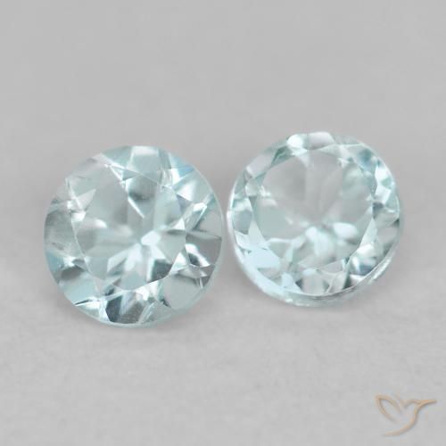 0.17 ctw Blue Aquamarine Stones, Natural Aquamarine in Round Facet Shape for Sale