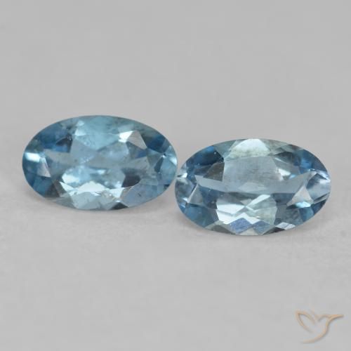 0.44 ctw Blue Aquamarine Gemstones, Aquamarine Gems in Oval Facet Shape for Sale.