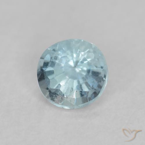 0.17 ct Blue Aquamarine Stone, Natural Aquamarine in Round Facet Shape for Sale