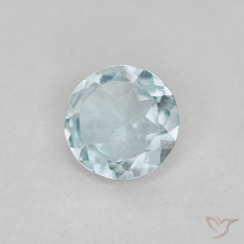 0.34 ct Blue Aquamarine Stone, Natural Aquamarine in Round Facet Shape for Sale