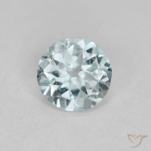 0.36 ct Blue Aquamarine Stone, Natural Aquamarine in Round Facet Shape for Sale
