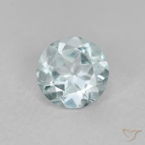 0.43 ct Blue Aquamarine Stone, Natural Aquamarine in Round Facet Shape for Sale
