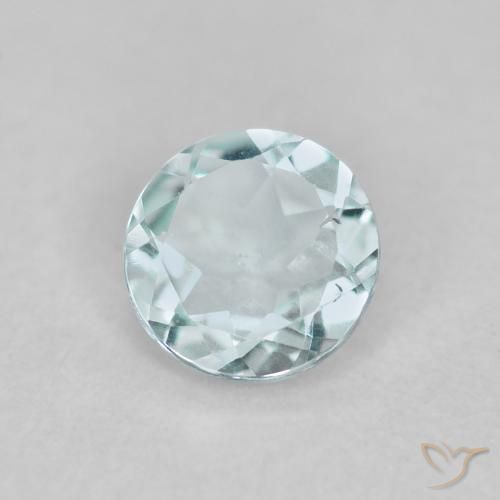 0.36 ct Blue Aquamarine Stone, Natural Aquamarine in Round Facet Shape for Sale