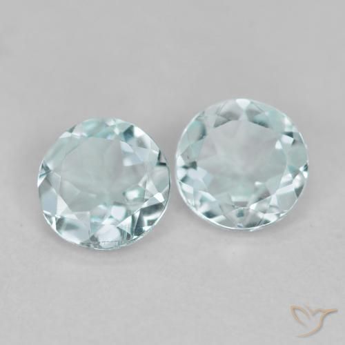 0.66 ctw Blue Aquamarine Stones, Natural Aquamarine in Round Facet Shape for Sale