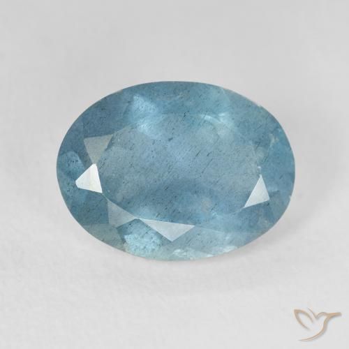 4.03 ct Blue Aquamarine Stone, Natural Aquamarine in Oval Facet Shape for Sale