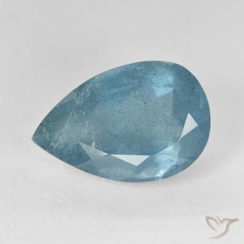 6.37 ct Turquoise Aquamarine Stone, Natural Aquamarine in Pear Facet Shape for Sale