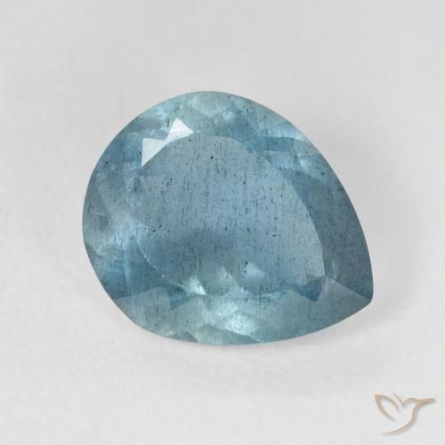 3.54 ct Turquoise Aquamarine Stone, Natural Aquamarine in Pear Facet Shape for Sale