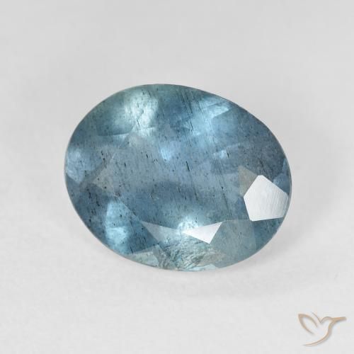 3.75 ct Blue Aquamarine Stone, Natural Aquamarine in Oval Facet Shape for Sale