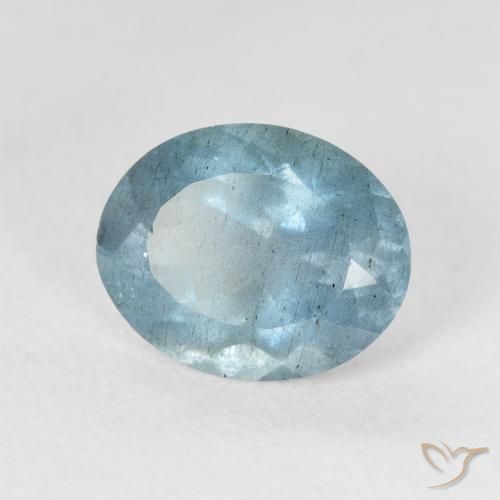 2.51 ct Turquoise Aquamarine Stone, Natural Aquamarine in Oval Facet Shape for Sale