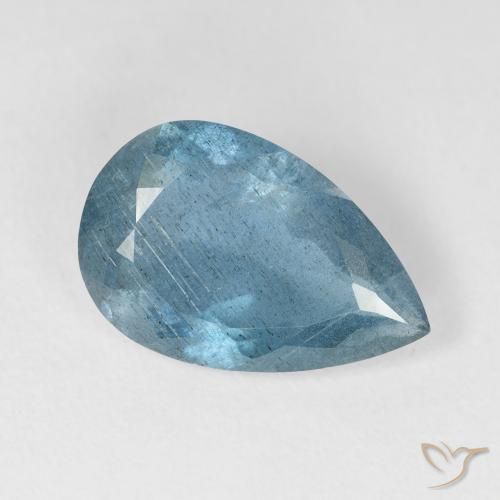 5.21 ct Blue Aquamarine Stone, Natural Aquamarine in Pear Facet Shape for Sale