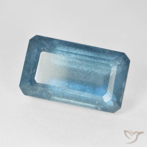 13.52 ct Blue Aquamarine Stone, Natural Aquamarine in Octagon Step Cut Shape for Sale