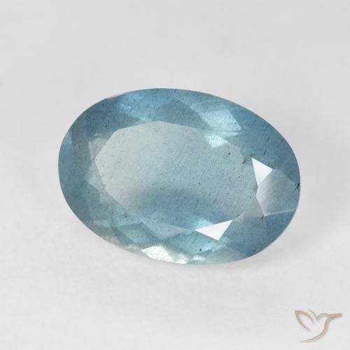 5.24 ct Blue Aquamarine Stone, Natural Aquamarine in Oval Facet Shape for Sale