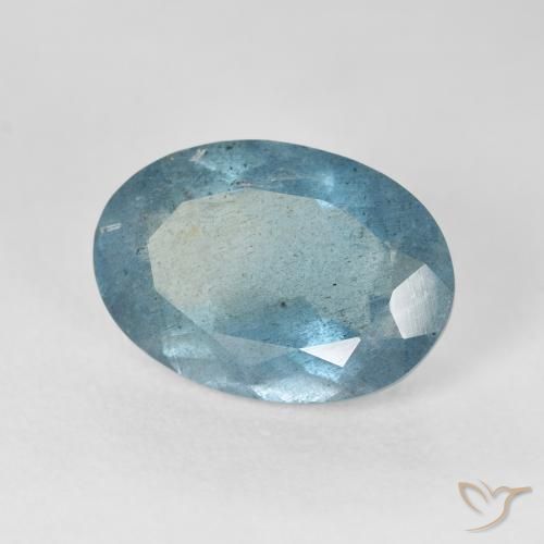 5.63 ct Blue Aquamarine Stone, Natural Aquamarine in Oval Facet Shape for Sale