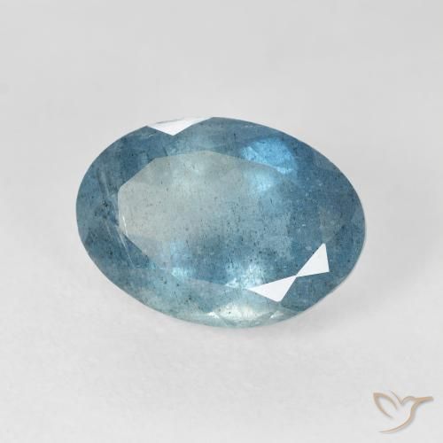 5.28 ct Blue Aquamarine Stone, Natural Aquamarine in Oval Facet Shape for Sale