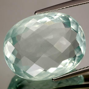14.10 ct Blue Aquamarine Stone, Natural Aquamarine in Oval Checkerboard Shape for Sale