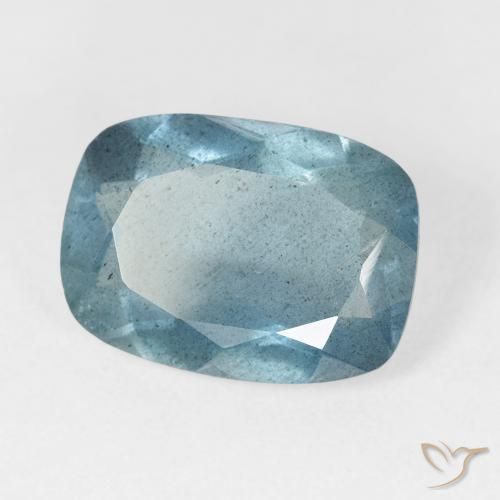 5.26 ct Turquoise Aquamarine Stone, Natural Aquamarine in Cushion-Cut Shape for Sale