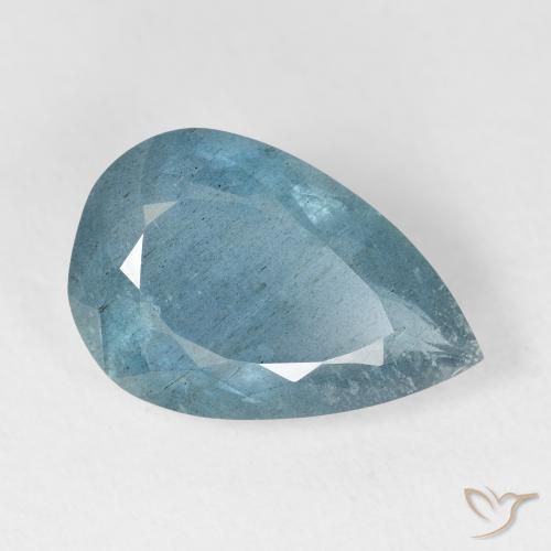 5.66 ct Turquoise Aquamarine Stone, Natural Aquamarine in Pear Facet Shape for Sale