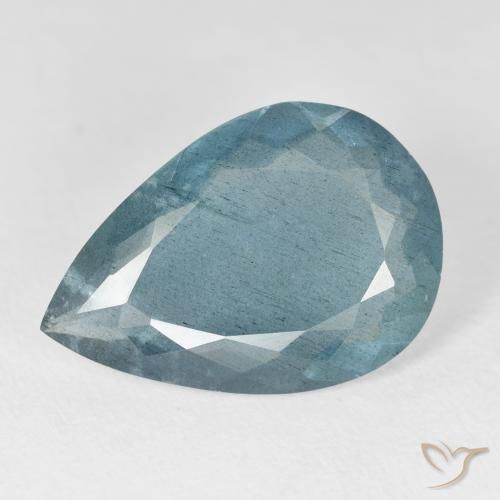 8.74 ct Turquoise Aquamarine Stone, Natural Aquamarine in Pear Facet Shape for Sale
