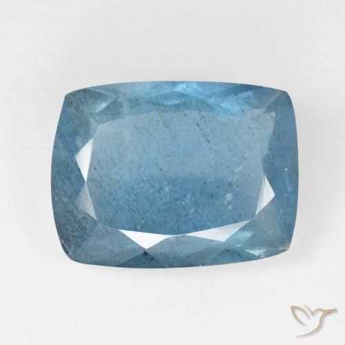 14.22ct Natural Intense Silver Aqua-Blue Aquamarine, Cushion, VS-SI