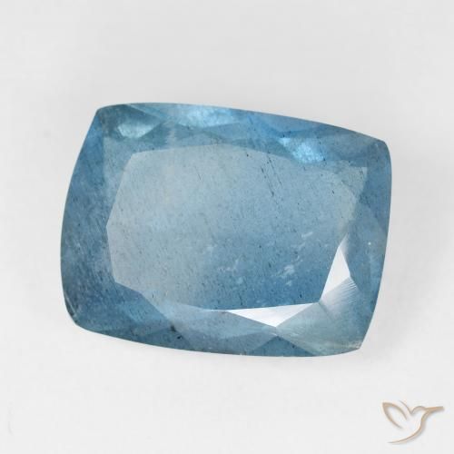 14.22 ct Blue Aquamarine Stone, Natural Aquamarine in Cushion-Cut Shape for Sale