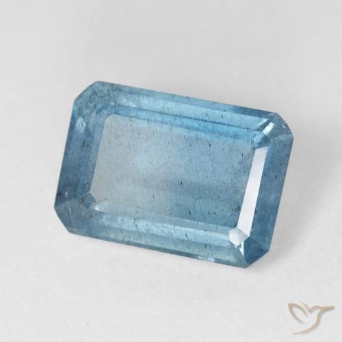 5.28 ct Blue Aquamarine Stone, Natural Aquamarine in Octagon Step Cut Shape for Sale