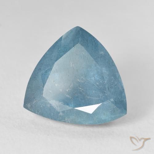 6.80 ct Blue Aquamarine Stone, Natural Aquamarine in Trillion Facet Shape for Sale