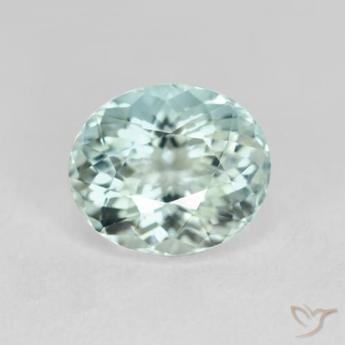 2.03ct Natural Very Light Blue Green Aquamarine, Oval, VVS-VS