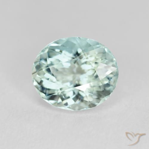 2.03 ct Turquoise Aquamarine Stone, Natural Aquamarine in Oval Facet Shape for Sale