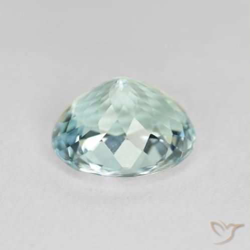 Aquamarine Gemstone in 9 x 7.6 mm Size for Sale, Aquamarine Stone in Very Light Blue Green Color