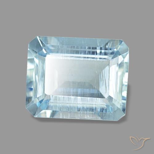 1.97 ct Blue Aquamarine Stone, Natural Aquamarine in Octagon Step Cut Shape for Sale