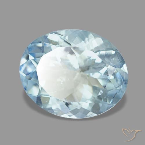 2.72 ct Blue Aquamarine Stone, Natural Aquamarine in Oval Facet Shape for Sale