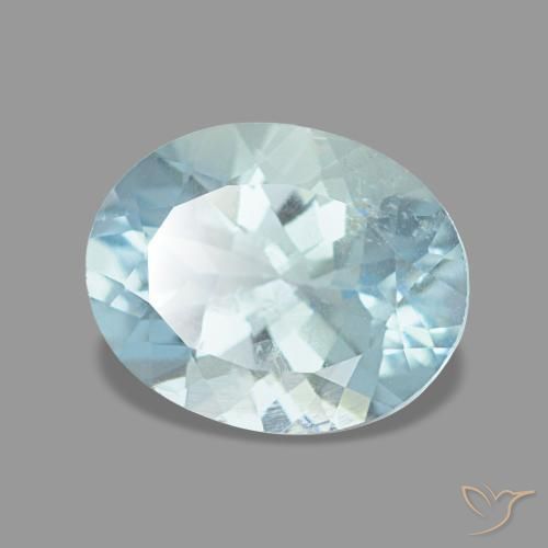 1.85 ct Blue Aquamarine Stone, Natural Aquamarine in Oval Facet Shape for Sale