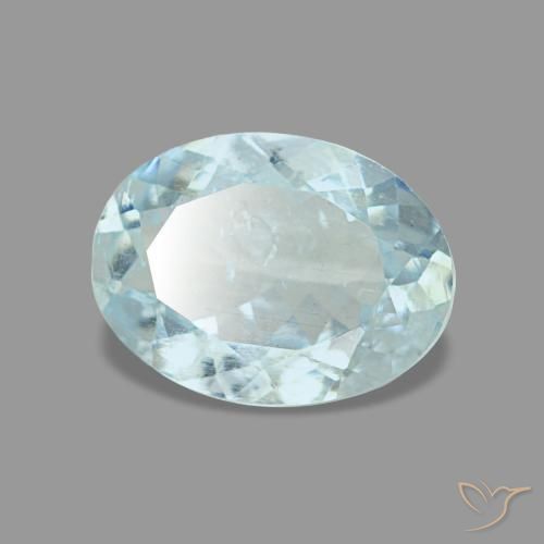 0.97 ct Blue Aquamarine Stone, Natural Aquamarine in Oval Facet Shape for Sale