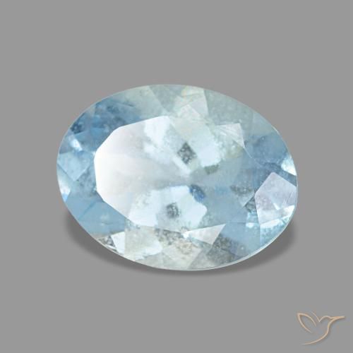 1.12 ct Blue Aquamarine Stone, Natural Aquamarine in Oval Facet Shape for Sale