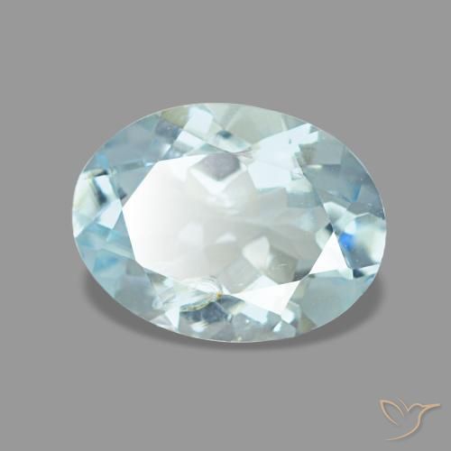1.12 ct Blue Aquamarine Stone, Natural Aquamarine in Oval Facet Shape for Sale