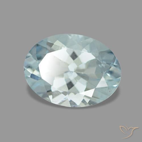 1.08 ct Blue Aquamarine Stone, Natural Aquamarine in Oval Facet Shape for Sale