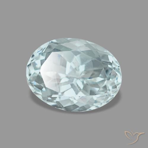 1.24 ct Turquoise Aquamarine Stone, Natural Aquamarine in Oval Facet Shape for Sale