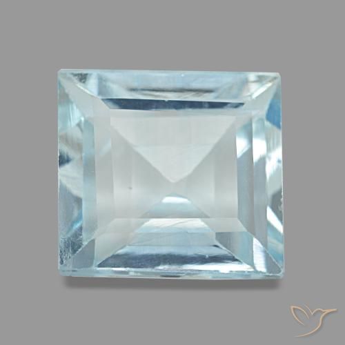 2.27 ct Blue Aquamarine Gemstone, Aquamarine Gem in Square Facet Shape for Sale.