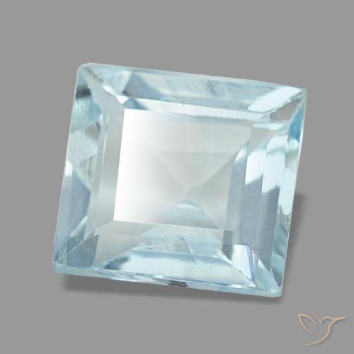 2.27 ct Blue Aquamarine Stone, Natural Aquamarine in Square Facet Shape for Sale